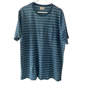 FAHERTY Mens NWOT Striped Pocket T Shirt Blue Cotton Size XL Short Sleeves